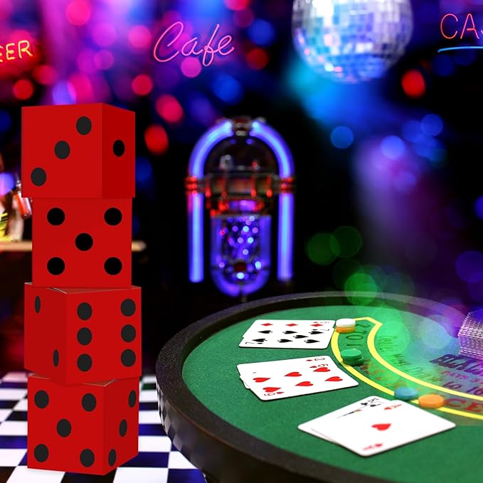 16PCS Large Casino Dice Boxes 11 Inch Casino Theme Party Decoration Jumbo Giant Dice Favor Boxes Bulk for Board Game Night Table Centerpiece Las Vegas Graduation Prom Birthday Party Supply, Red