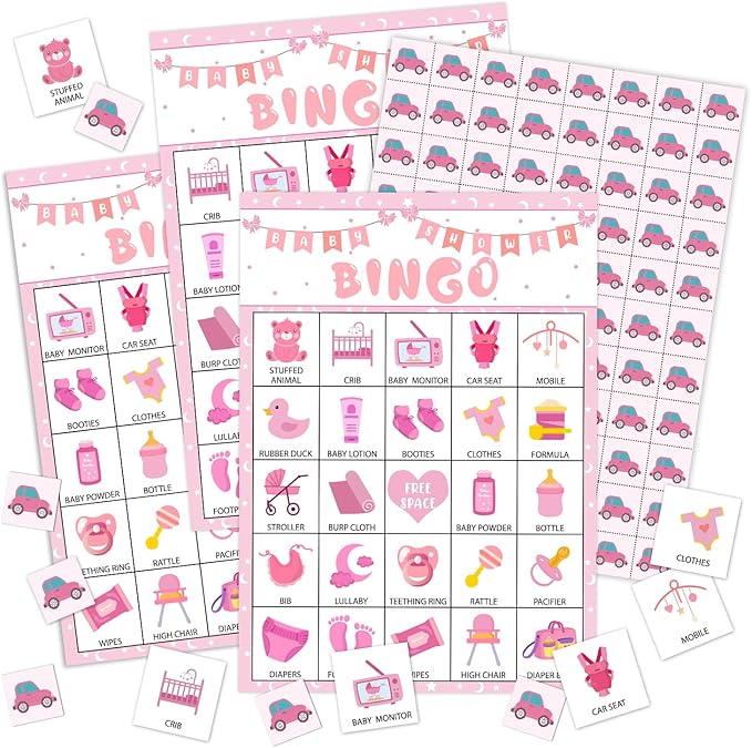 Gender Reveal Bingo Cards - 24 Players, Neutral Gender Reveal Party Activities for Family Friends, Bingo Game for Pregnancy Announcement Party Favor Supplies