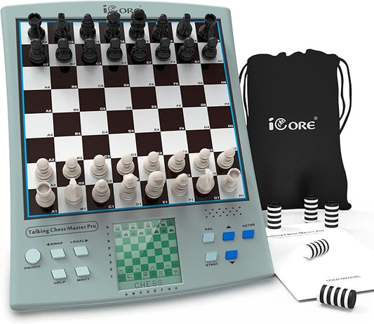 iCore Electronic Chess Set - Brain ADHD Power Training with Talking Tutor and Challenging Games - Perfect for Kids and Family Fun
