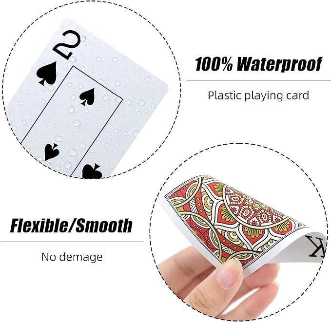 6 Pack Playing Cards Bulk,Plastic Playing Cards Waterproof Poker Size Cards Professional, Jumbo Index Large Print for Adults and Seniors,6 Decks of Cards for Fun Card Games