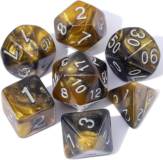CiaraQ DND Polyhedral Dice Set with a Black Dice Bag for D&D RPG MTG Role Playing Table Games