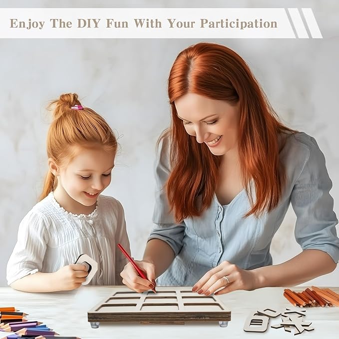 JEVERGN 8.66 Inches Tic Tac Toe Game with Stand, Wooden Tic Tac Toe Board Game Decor, Rustic Coffee Table Game, Two Ways to Play