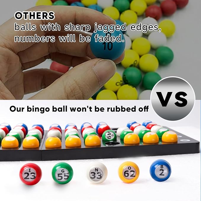 GSE Games & Sports Expert Professional Bingo Master Board & 7/8" Multi-Color Balls, Black Bingo Calling Board for Parties, Large Groups, Family Game Night