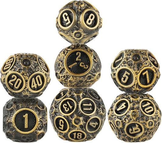 DND dice Set Metal dice Role Playing Metal Polyhedral Dice Dungeons and Dragons Dice (Brass)
