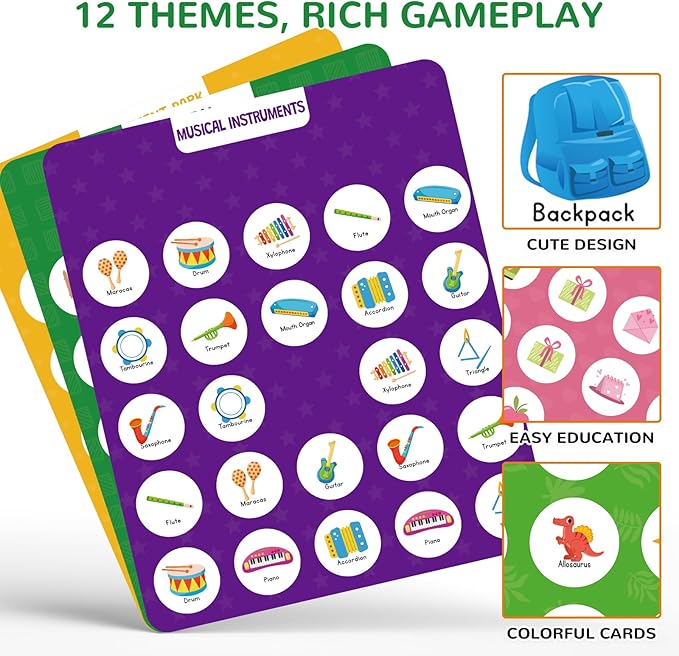 ABERLLS 6 Pcs Memory Cards for Matching Memory Game, Travel Toy for Boys Girls Kids Age 3 4 5 6 7 8 Year Old, Road Trip Essentials for Toddler, Airplane Car Camping Activity, Birthday Gifts