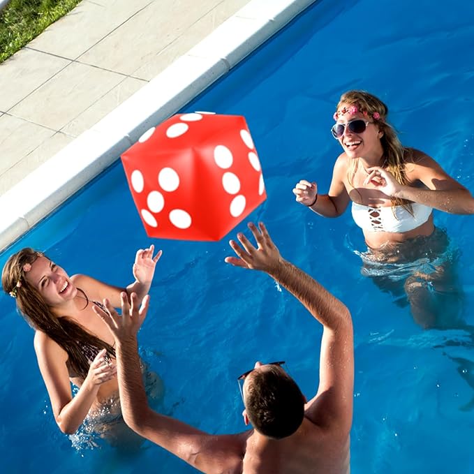 4 Pieces Jumbo Inflatable Dice 12.6 Inch Large Inflatable Dice Fun Game Toy for Indoor Outdoor Lawn Swimming Pool Party Favor Board Game Decoration, Red
