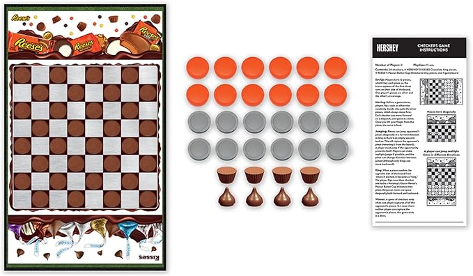 MasterPieces Family Game - Hershey - Kisses vs. Reese's Checkers - Officially Licensed Board Game for Kids & Adults