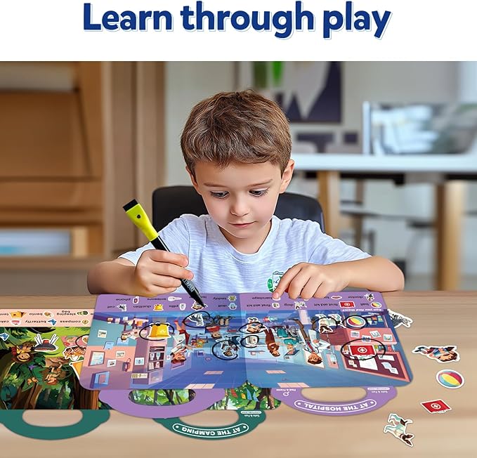 Reusable Search Game and Find Sticker Books for Kids 3-5, Educational Preschool Learning Car Road Trip Airplane Activities for Toddlers Travel Toys 2-4 Year Old, Christmas Birthday Gift for Boys Girls