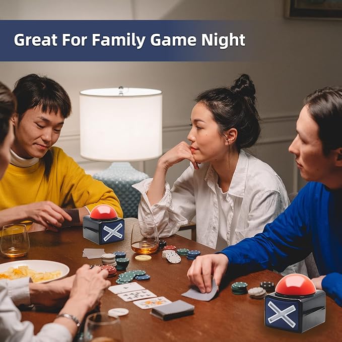 Game Answer Buzzer 2 Pcs, Game Buzzer Alarm Sound Play Button with Light Trivia Quiz Got Talent Buzzer Toys for Kids Adult