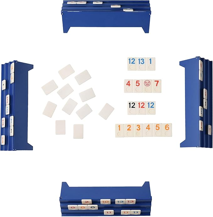 Point Games, Classic Rummy Cube Game, with Full-Size Three Tier Exclusive Folding Playing Racks, 2-4 Players, Great Gift