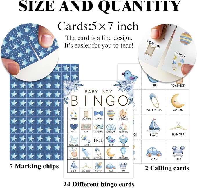 Shower Games Bingo Party Game for Gender Reveal Party Pregnancy Announcement 24 Players Bingo Game Cards Party Games Favors Decor for Family Party Holiday Activities Supplies Bingo Game- JK106