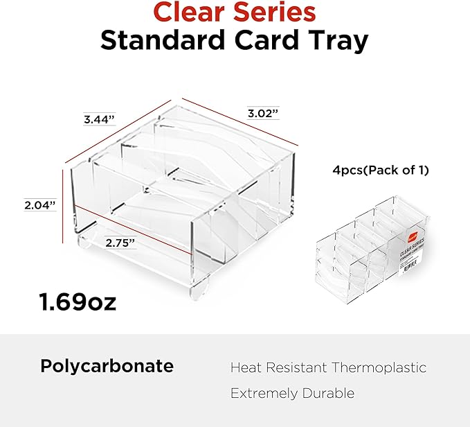 Connectable Board Game Card Tray [4 Pack] | Transparent Card Storage Holder Trays | Board Game Cards Organizers & Accessories for TCG, MTG, Settlers, and Multiple Board Card Games
