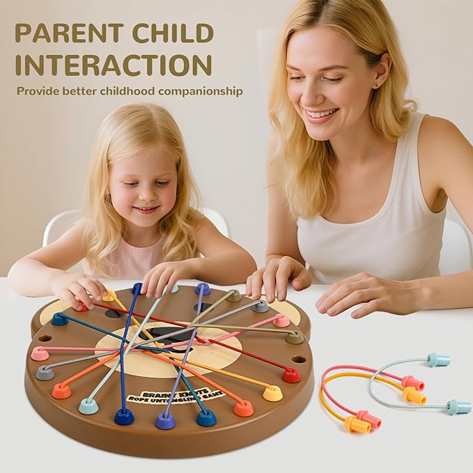 Brainy Knots Game, Twisted Rope Puzzle, Interactive Puzzle for Kids and Families, Brainy Knots Rope Untangling Game (Cute Bear)