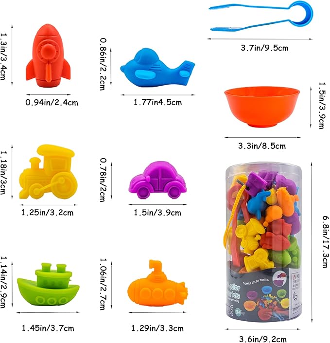 ABCaptain Counting Transport Matching Game with Sorting Cups, Color Classification and Sensory Training Preschool Educational Learning Toys Gift for Toddlers Kids Boys Girls Ages 3 4 5 6 +