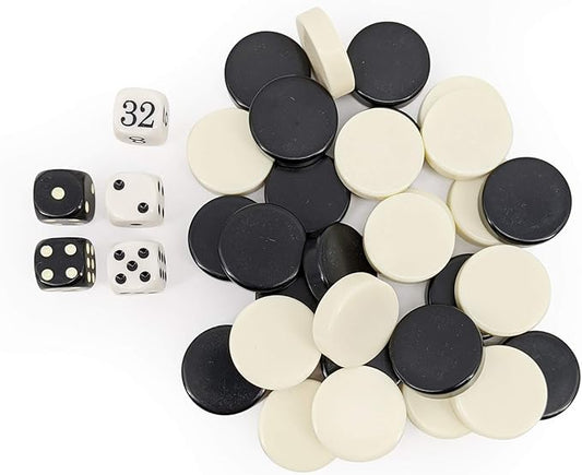Sondergut Backgammon Playing Stones - Small Replacement Draught Pieces for Our Standard Travel Game- 2 CM Checkers, Stones, Counters - for Travel Games, Standard Game Boards, Etc
