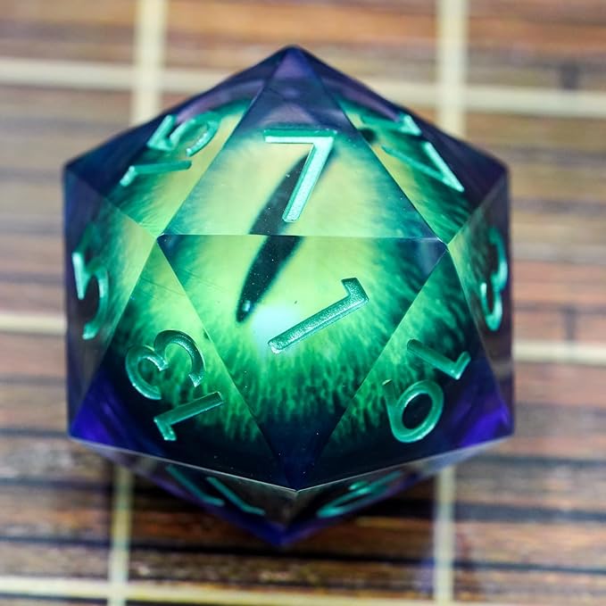 Dungeons and Dragons DND Dice D20, Moving Eyeball Liquid Core Dice Set D&D 33MM Oversized D20 Single Sharp Edge Resin dice with Gift Case, Polyhedral Dice for Role Playing Game