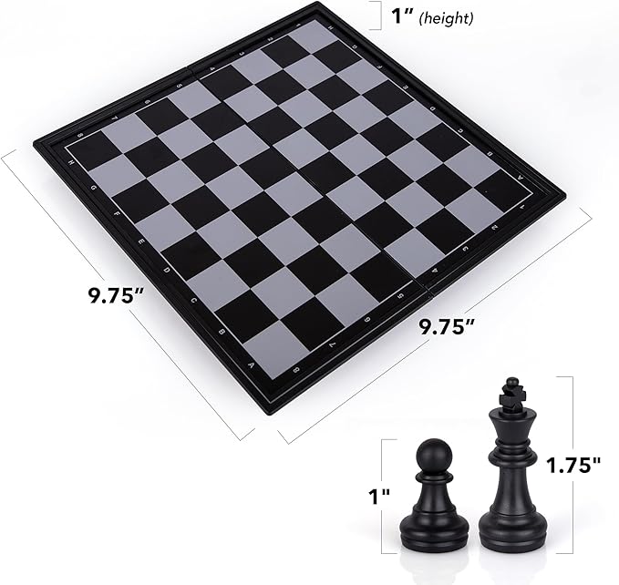 Gamie Magnetic Travel Chess Game, Foldable Portable Chess Board Game for Kids, Entertaining Road Trip Toys, Travel Games, and Desktop Toys for Adults