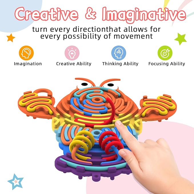 Silicone Sensory Activity Board,Double-Sided Busy Board for Fine Motor Skill,Fidget Toy for Calming, Stress, Anxiety, ADHD, Autism, Silent, No Mess, Kids 3+ & Adults(Lobster,Colorful)