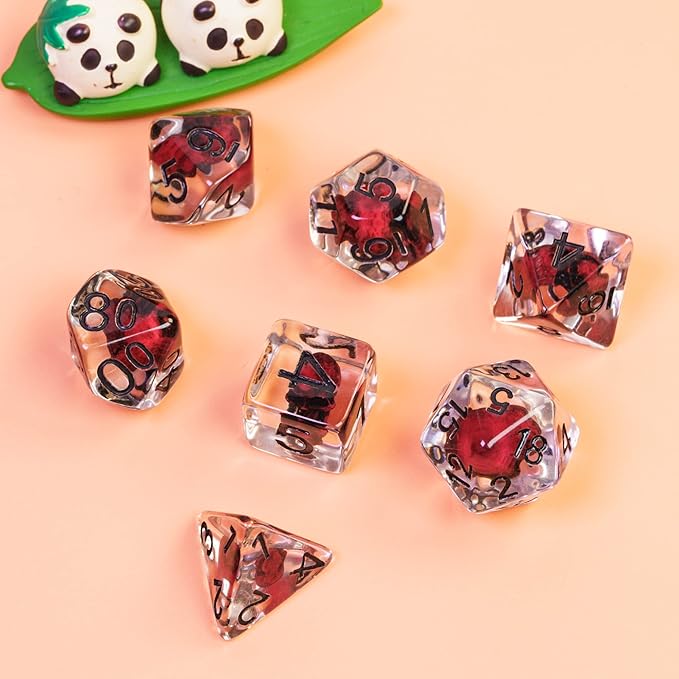 UDIXI Skull DND Dice Set, 7pcs Resin RPG D&D Dice Set for Dungeons and Dragons Role Playing Game and Other Tabletop Games (Red)