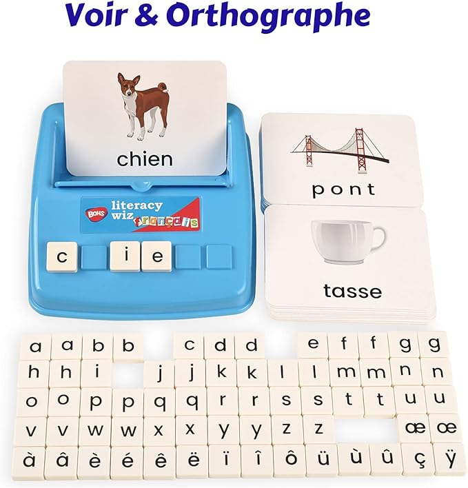 BOHS French Literacy Wiz Fun Game - Lower Case Sight Words - 60 Flash Cards - Preschool Language Learning Educational Toys