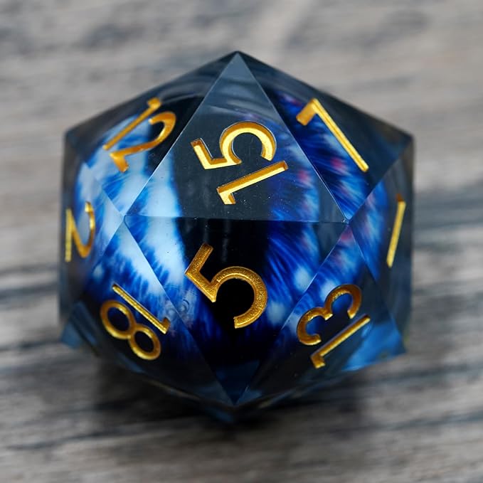 Dungeons and Dragons DND Dice D20, Moving Eyeball Liquid Core Dice Set D&D 33MM Oversized D20 Single Sharp Edge Resin dice with Gift Case, Polyhedral Dice for Role Playing Game