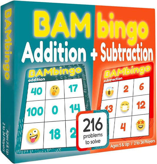 Addition and Subtraction Facts Bingo Game - 1st 2nd & 3rd Grade Educational Math Learning for Classroom & Homeschool