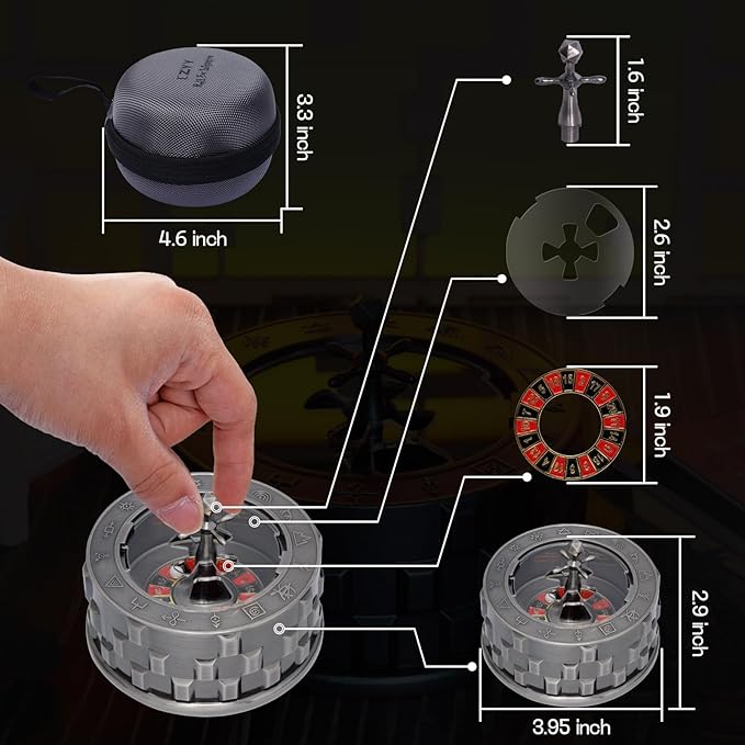 CZYY Roulette Dice - 7-in-1 Metal Spinner Dice Set, Unique Spinning Dice, Desk Fidget Gadget - Cool DND Role Playing Dice, Gift & Accessories for D&D, Tabletop RPG, Board Game (Sliver)