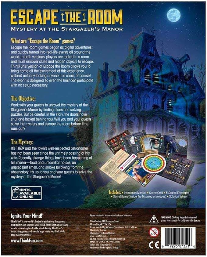ThinkFun Escape The Room Stargazer's Manor - A Thrilling Escape Room Game in a Box for Ages 10 and Up | Enhances Logical Reasoning | Perfect for Family Game Night | Ideal Gift for Puzzle Lovers