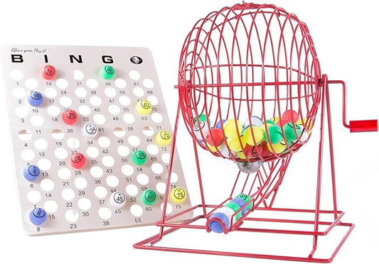 MR CHIPS Professional Bingo Game Set with Jumbo Cage, 1.57 Inch Double Sided Ping Pong Balls, Large Master Board for Adults, Kids, Seniors