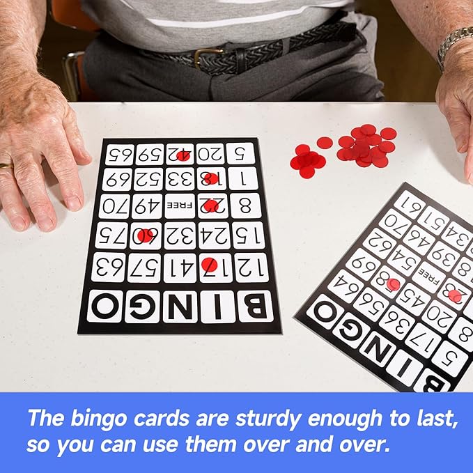 GSE Games & Sports Expert 100-Pack Jumbo Bingo Game Cards with Easy Read Numbers, Reusable Paper Bingo Sheets for Large Groups, Family/Friend Parties, Game Nights