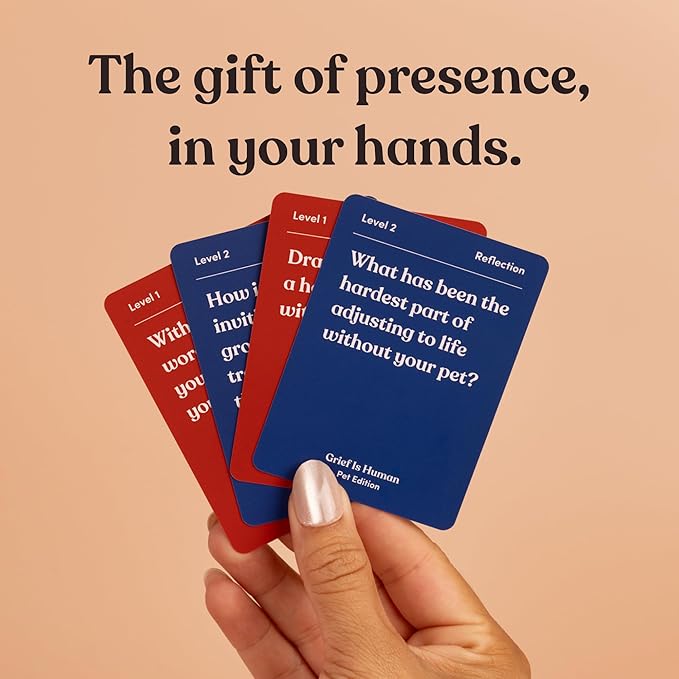 Grief is Human (Pet Edition) | Family & Friends Conversation Cards for Grieving | 70 Reflection Cards to Help You Process The Journey of Losing a Beloved Pet | Therapy for Adults | 1+ Players