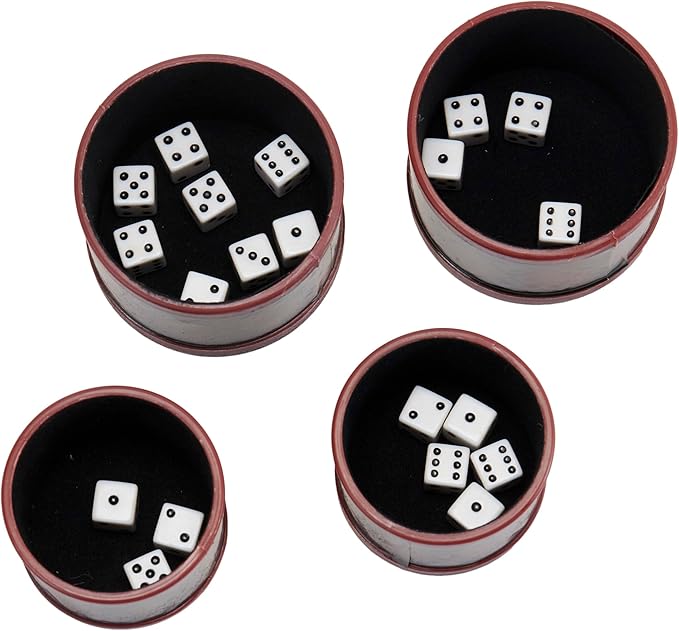 Front Porch Classics, Liar's Dice Game Set - The Classic Bluffing Game for 2 to 4 Players - Includes 4 Shaker Cups, 30 Dice, Dice Storage Bag and Wood Storage Case and easy Travel.