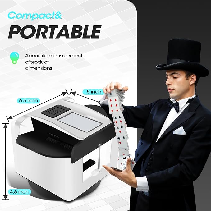 G1 Pro 2025 Version Automatic Card Shuffler and Dealer 2-in-1 for 12 Players, Ultra Quiet, Rechargeable, Remote Card Calling, for Board Games and Poker Games (White)