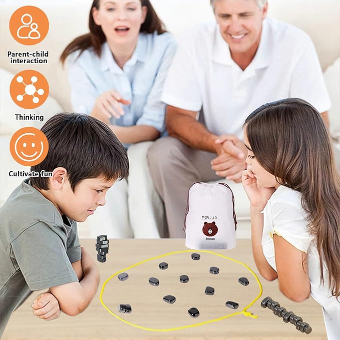 Magnetic Chess Game Set for Kids and Adults, 2024 New Fun Table Top Multiplayer Magnetic Chess Game with Stones, Tabletop Board Games Strategy Game Family Party Games