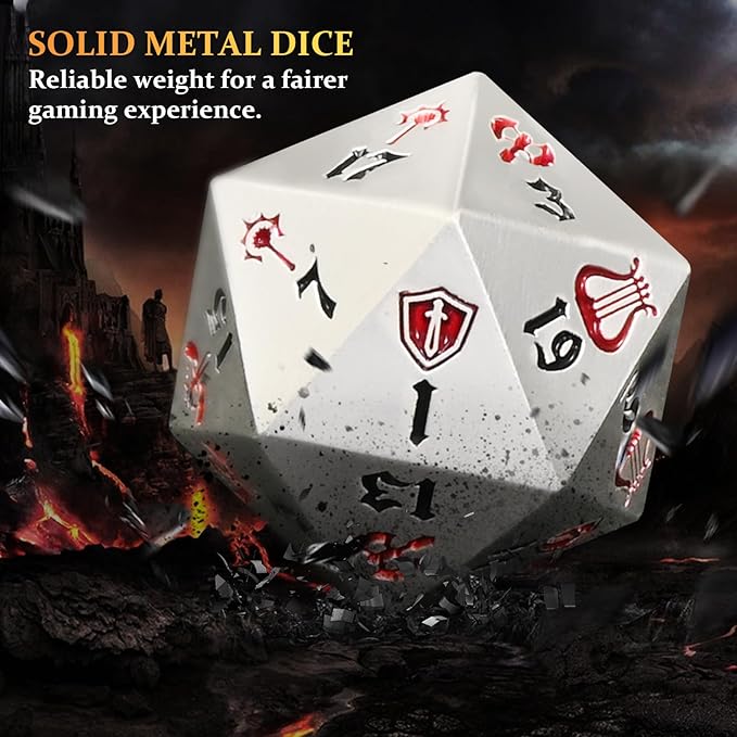 7PCS Metal Dice Set for Dungeons and Dragons,Class Icons Dice,Role Playing Board Games Accessories (Silver)