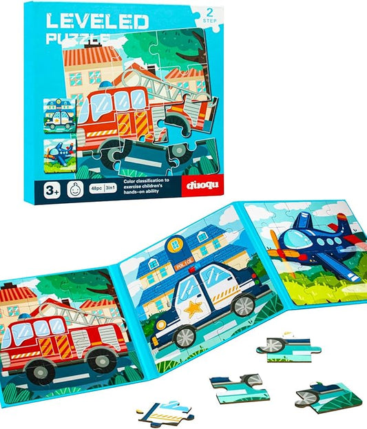 Magnetic Puzzles for Kids 2-4, Travel Puzzles Games for Kids Ages 3-5, Jigsaw Puzzle Book Activities Toy for Boys Girls Ages 3 4 5 in Car, Learning Magnet Toys for Road Trip (Airplane)