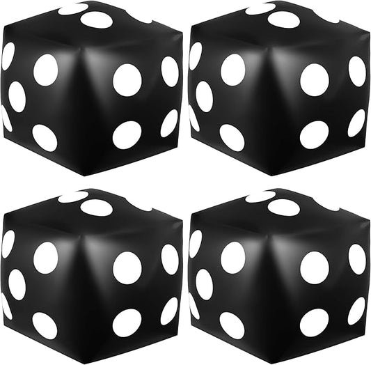 4 Pieces Jumbo Inflatable Dice 12.6 Inch Large Inflatable Dice Fun Game Toy for Indoor Outdoor Lawn Swimming Pool Party Favor Board Game Decoration, Black