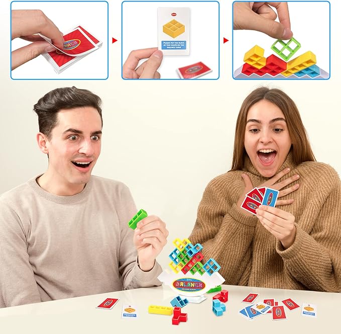 iYuePeng Board Games for Kids & Adults Tetra Tower Balance Stacking Toys Perfect for Family Games, Parties, Travel