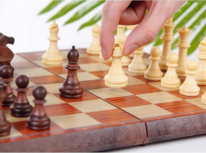 Magnetic Travel Chess Set 12 Inches Folding Chess Board with 2 Portable Bags for Pieces Storage, Gift for Kids Adults Chess Lovers and Learners