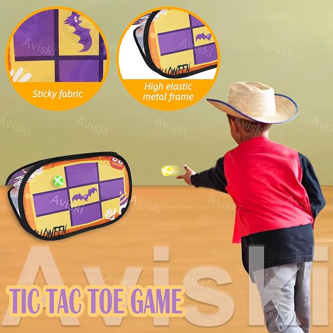 Halloween Bean Bag Toss Games - Outdoor/Indoor Activities for Family with Skull Pumpkin Spider Pattern and Scores