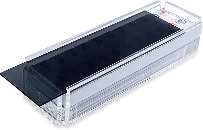 Luxury Rummy Tile Set Game in Handmade Acrylic Case with 4 Racks Included (Smoke)