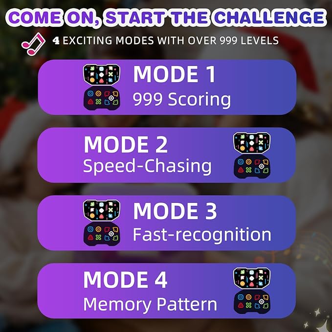 Handheld Dance Games for Kids - 4 Fun Brain & Memory & Reaction & Speed Training Pop Fidget Toys for Boys and Girls -Birthday Gifts for Age 6-12 Years Old Kids Teens Gift Ideas-W/Battery