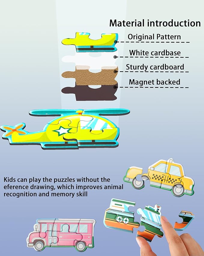 Magnetic Puzzles for Toddlers 1-3, Travel Puzzles Games for Kids Ages 1 2 3 4 5, Traffic Car Activities Toy Jigsaw Puzzles Book for Boys & Girls 3-5 2-4, Learning Magnet Gift for Road Trip (Vehicle)