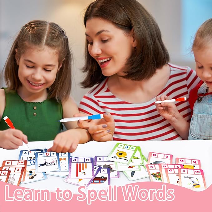 Tichgeim Sight Words Flash Cards, Phonics CVC Word Games, Kindergarten Sight Words Learning, Phonics Games for Reading and Spelling, Preschool Activities for Kids Ages 3-6