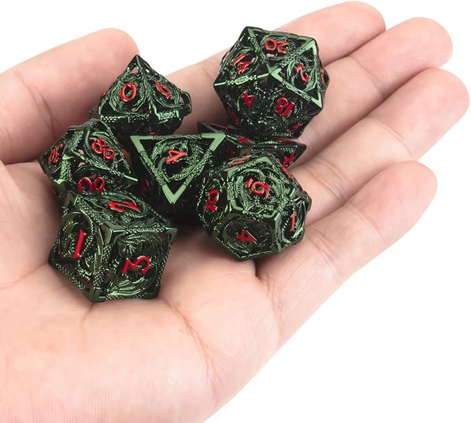 D&D Metal Dice, Dungeons and Dragons Dice Set with Gift Box, 7 PCs Steampunk Polyhedral Dice Games Set for RPG, MTG, Pathfinder