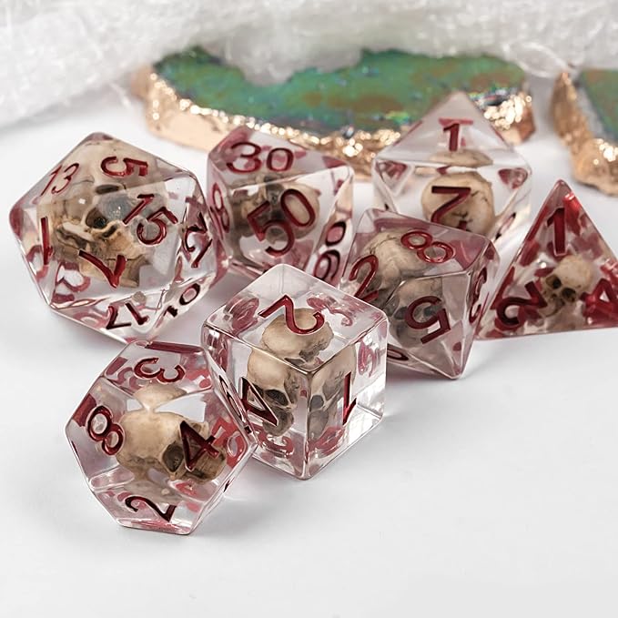 UDIXI Skull DND Dice Set, Resin D and D Dice Set Skull Dice Set D&D for RPG Dungeons and Dragons and Other Tabletop Games