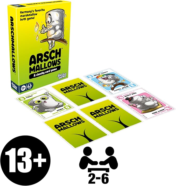 Hasbro Gaming Arschmallows Game | Marshmallow Butt Game | Funny Party Card Games for Teens, Adults, and Families | Ages 13 and Up | 2 to 6 Players (Amazon Exclusive)