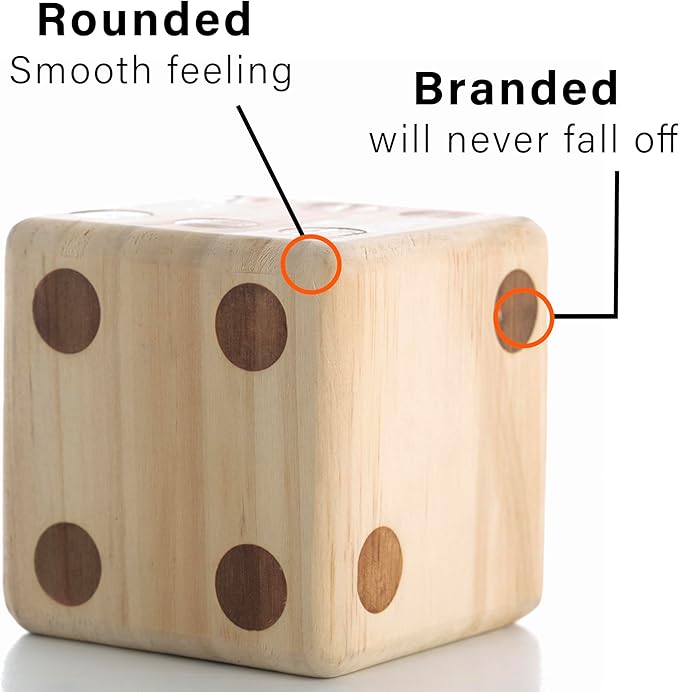 Giant Wooden Yard Dice, Outdoor Games Set of 6 with Two Games Party Lawn Games