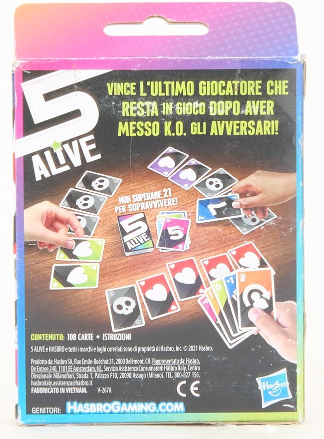 Hasbro Gaming 5 Alive Fast Speed Card Game for Kids and Families, Family Games, Fast Card Games for 2-6 Players