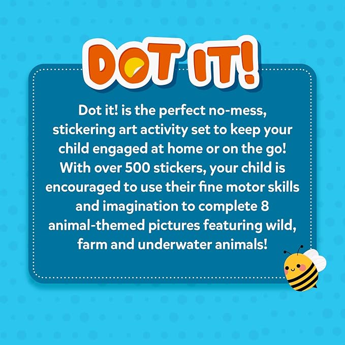 Skillmatics Dot It Sticker Art Activity - Animals, Mess-Free Fun for Kids, 500+ Stickers, Craft Kits, DIY Scrapbooking Activity, Travel Toys, Gifts for Boys & Girls Ages 3, 4, 5, 6, 7